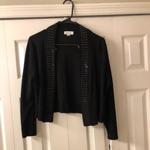 NEW Calvin Klein Black crop jacket with black and silver rhinestones on collar